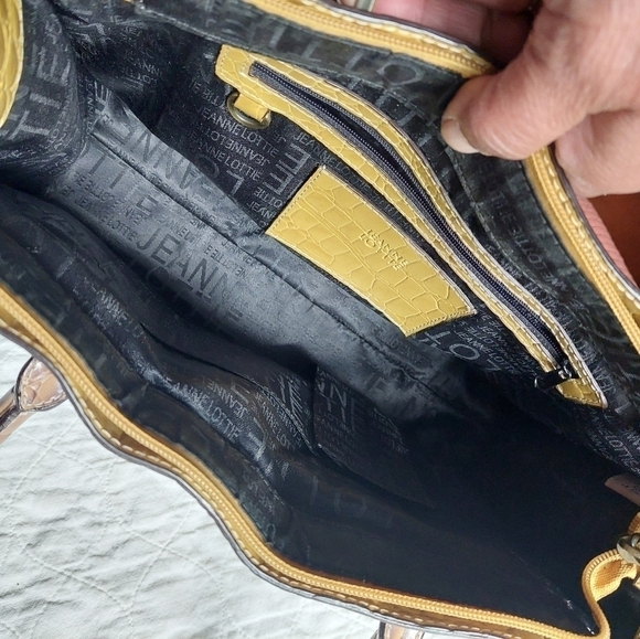 Jeanne Lottie 3-Tone Synthetic Alligator Embossed Satchel Bag - Picture 8 of 16